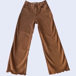 ROOLEE S Y2K Wide Leg Jeans Brown Frayed Hem